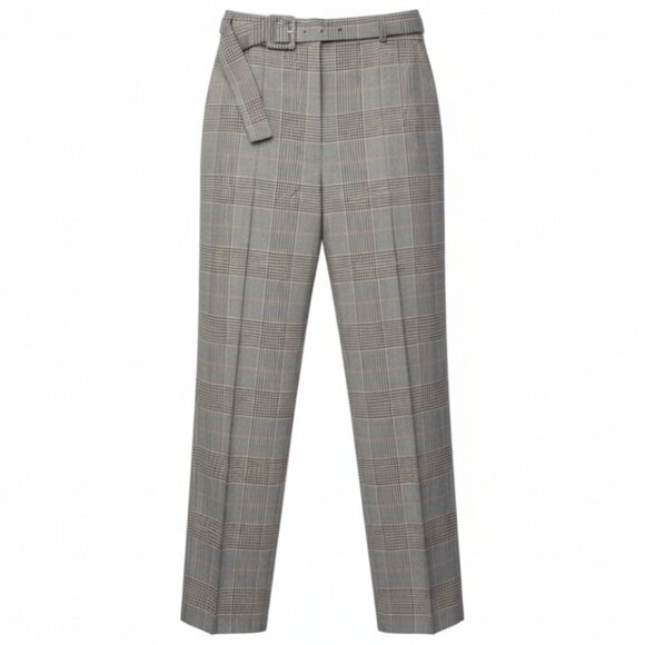 Hugo Boss Tokna Brown Taupe Plaid Strait Fit Boot Cut Optional Belt Pant, Size 2 - Picture 6 of 10